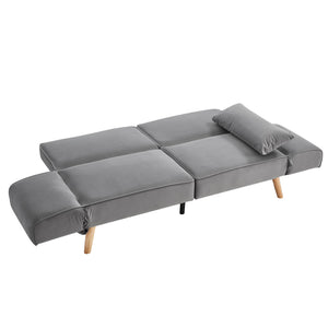English Elm 72.8" Velvet Futon Sleeper Sofa Split Back Reclining Couch for Apartments and Guest Rooms Gray W1669P364128