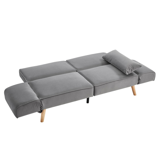 English Elm 72.8" Velvet Futon Sleeper Sofa Split Back Reclining Couch for Apartments and Guest Rooms Gray W1669P364128