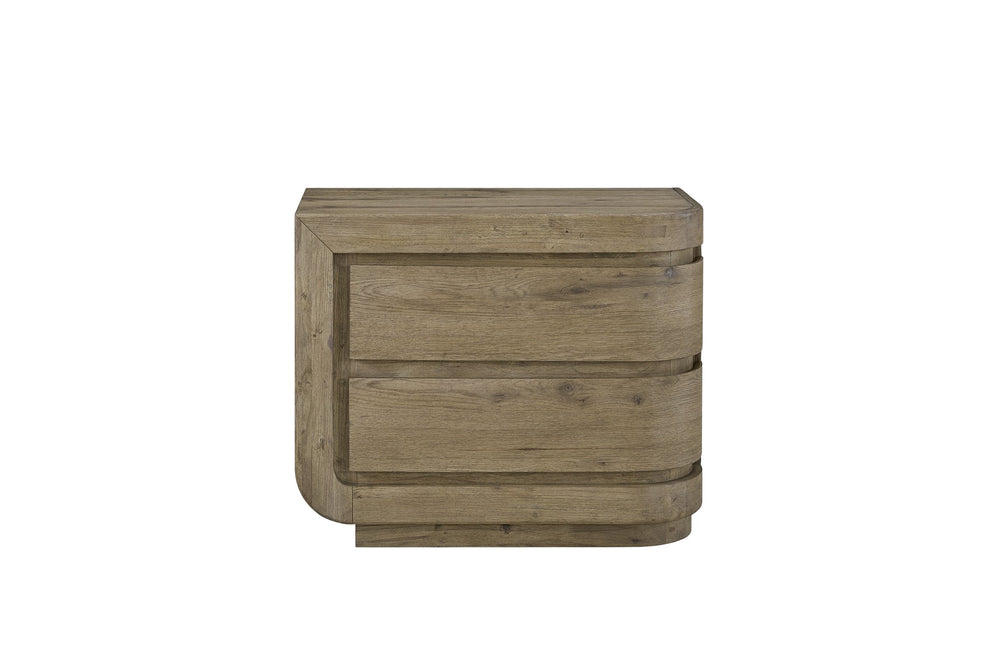 English Elm Left Nightstand English Knotty Oak Veneer Solid Wood Nightstand with USB, Felt & Cedar Drawers B2699P409528