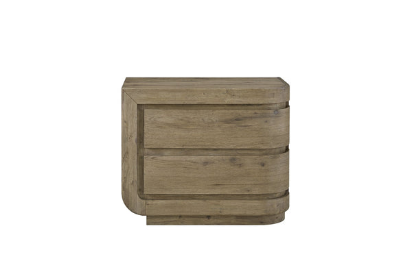 English Elm Left Nightstand English Knotty Oak Veneer Solid Wood Nightstand with USB, Felt & Cedar Drawers B2699P409528