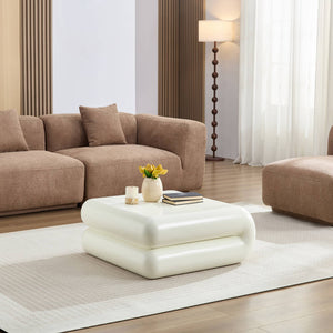 English Elm New Sculptural Fiberglass Coffee Table Low Profile Square Geometric Living Room Accent White W2085P374164