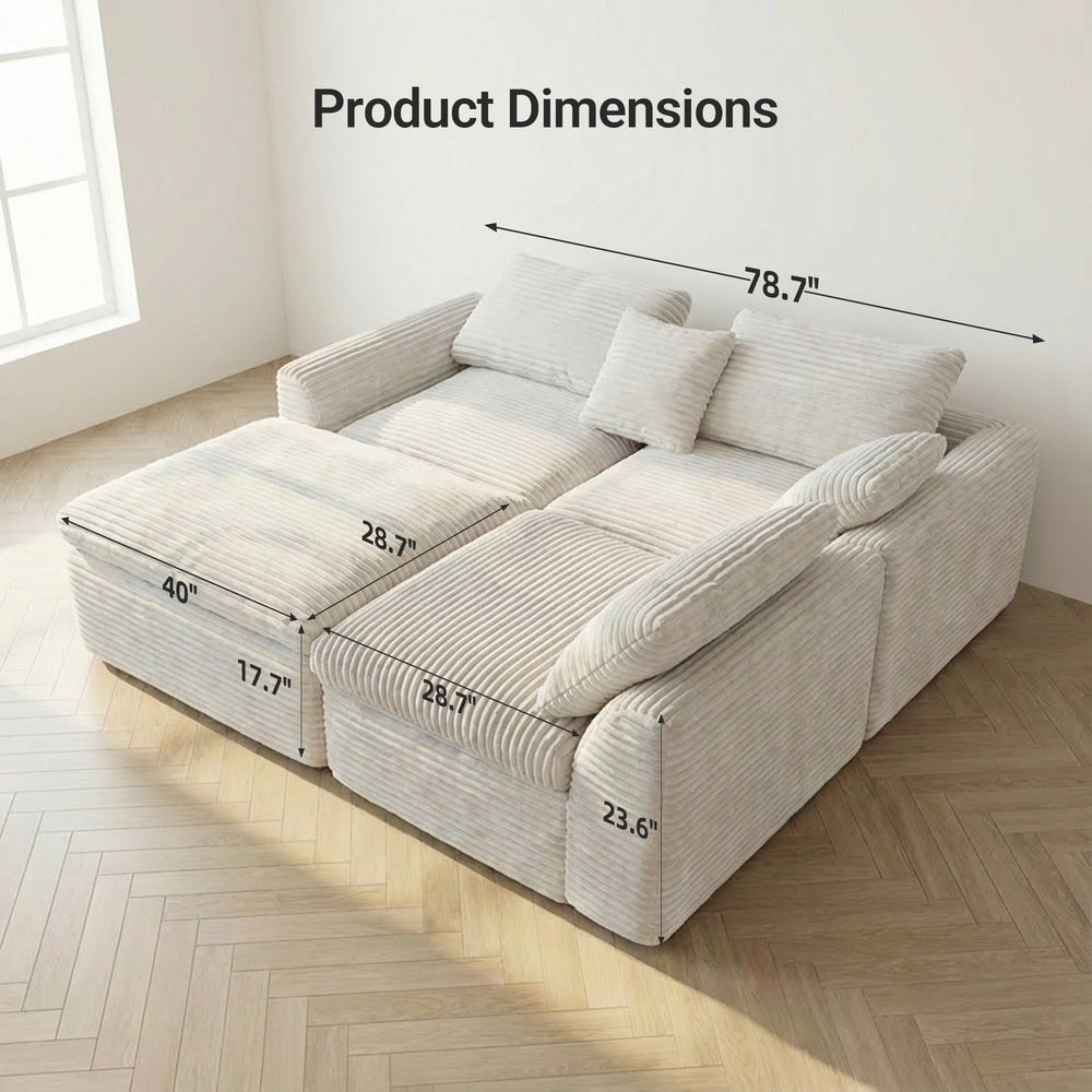 English Elm 108-inch Corduroy Sectional Sofa with Cloud Cushions for Relaxed Living Room Lounging W5105S00002