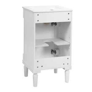 English Elm 18" French Style Vanity with Ceramic Sink Soft Close Door and Adjustable Shelf White N710P415332K