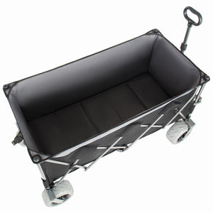 English Elm 52-inch Heavy Duty Folding Utility Wagon 560lb Capacity All Terrain Collapsible Cart Black+ Gray W2932P417661