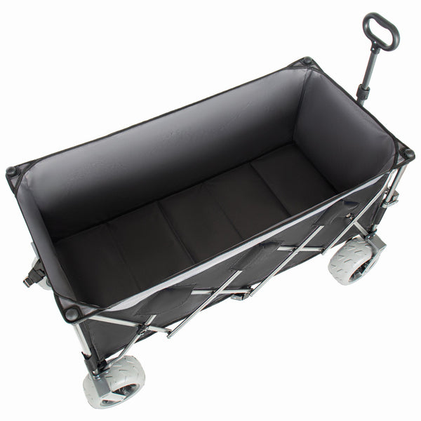 English Elm 52-inch Heavy Duty Folding Utility Wagon 560lb Capacity All Terrain Collapsible Cart Black+ Gray W2932P417661
