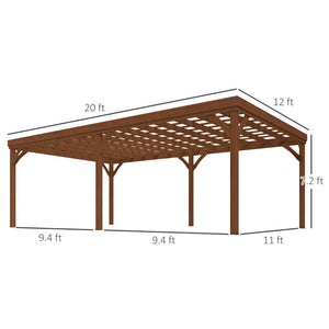 English Elm Garden Fir Wood Pergola with Open Beam Roof for Climbing Vines and Outdoor Shade T3971S00186