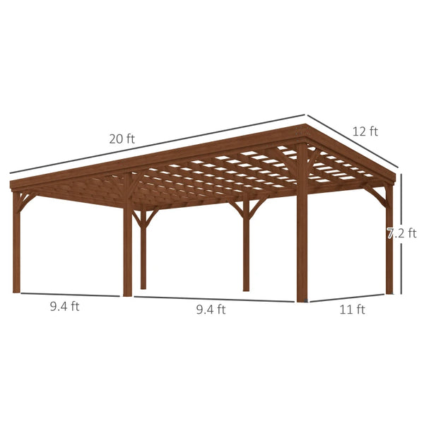 English Elm Garden Fir Wood Pergola with Open Beam Roof for Climbing Vines and Outdoor Shade T3971S00186