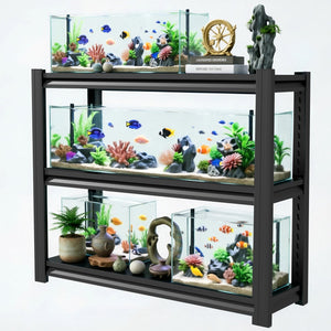 English Elm 30-40 Gallon Aquarium Steel Rack Three Tier Heavy Duty Fish Tank Stand for Home T2398P480395