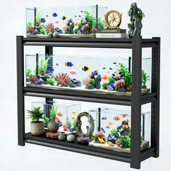 English Elm 30-40 Gallon Aquarium Steel Rack Three Tier Heavy Duty Fish Tank Stand for Home T2398P480395