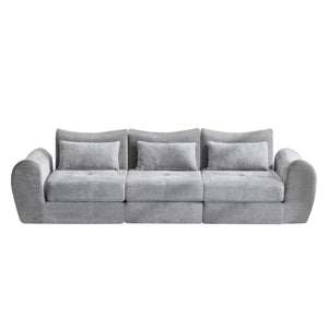 English Elm Modular Cloud Sectional Sofa Bed with Flannelette Upholstery for Flexible Living Grey W1829S00076