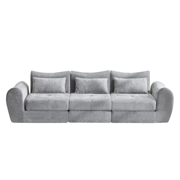 English Elm Modular Cloud Sectional Sofa Bed with Flannelette Upholstery for Flexible Living Grey W1829S00076