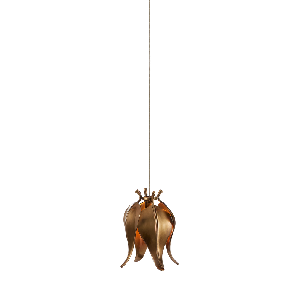Iota Round Multi-Drop Pendant Light - Elegant Antique Brass Flower Bud Design for Modern Spaces