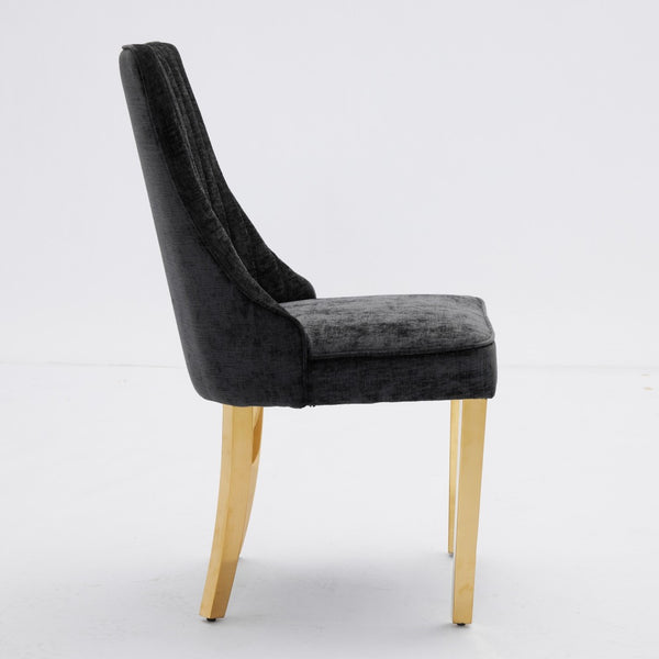 English Elm Rayon Chenille Dining Chairs Set Of 2 - Elegant Upholstered Accent Chairs With Gold-Plated Legs W1143P293315-GIGA