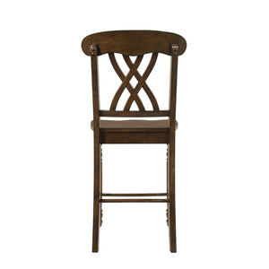 English Elm Set Of 2 Rustic Walnut Counter Height Chairs With Cross Backrest For Farmhouse Dining Charm B016P315207-GIGA