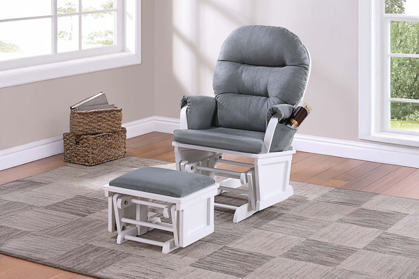 English Elm Glider Gray Microfiber Reclining Chair with Ottoman - Luxurious Smooth Gliding, Solid Wood Base, Pocket B011P375971