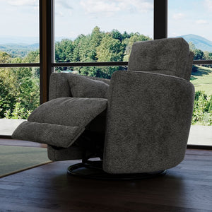 English Elm Global Swivel Recliner With Manual Footrest & Plush Pillows - Stylish Milan Graphite Comfort Seat B339P333960