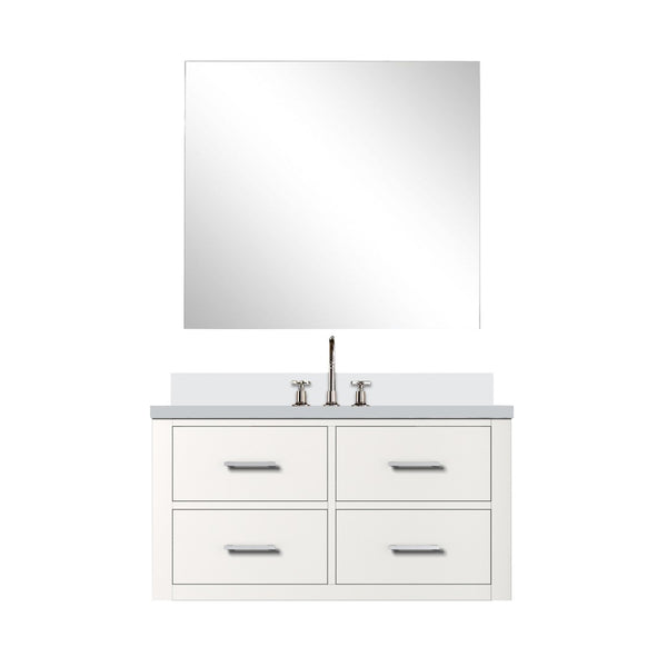 English Elm White Single Bath Vanity Set With Quartz Top, Frameless Mirror & Chrome Faucet For Easy Upgrade B2731S01982-GIGA