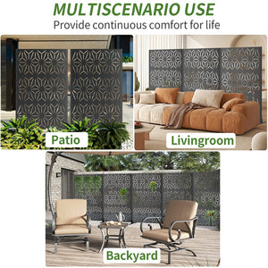 English Elm Metal Freestanding Privacy Screen Geometric Powder Coated Outdoor Patio Divider Panel W347P421278