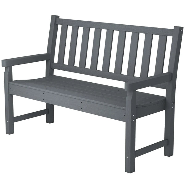 English Elm Lawn Curved Hdpe Outdoor Bench Wood Grain Slatted Two Person Patio Seating Gray T3971P475987