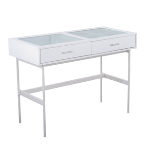 English Elm Zenn Floating Glass End Table Brushed Steel Frame Modern Living Room Accent B202P223381