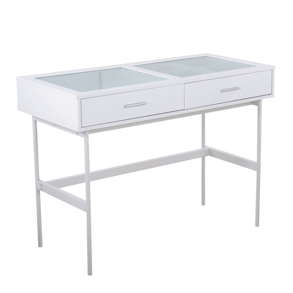 English Elm Zenn Floating Glass End Table Brushed Steel Frame Modern Living Room Accent B202P223381