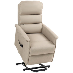 English Elm HOMCOM Electric Lift Recliner Chair with Remote Control, Supportive Foam & Pocket Storage for Seniors Beige W2225P217221