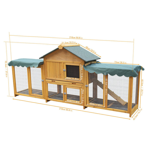 English Elm 45 Inch Solid Wood Outdoor Dog House with Elevated Floor and Waterproof Insulated Roof W1431P388072