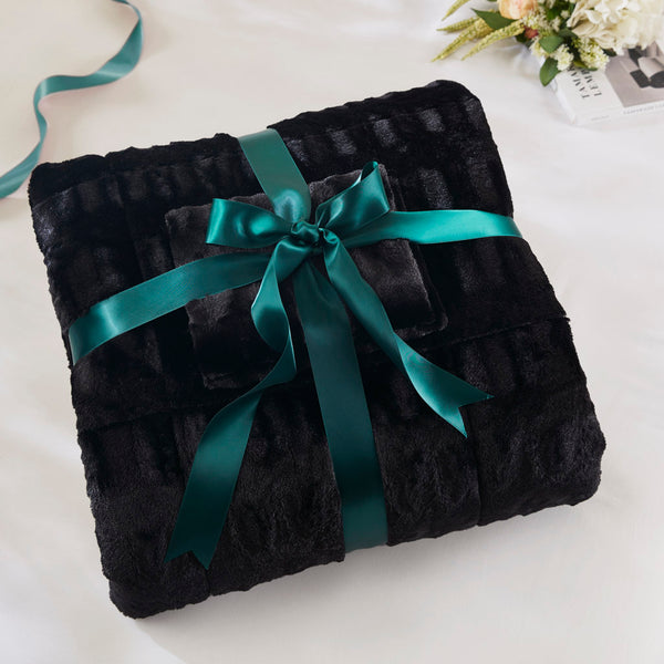 JLA Home Madison Park - Back Plush Reversible Long Fur Comforter Mini Set with Hypoallergenic Fill, OEKO‑TEX Certified Luxury Black MP10-8545