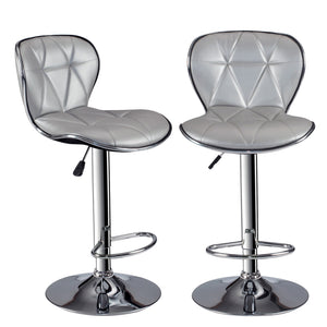 English Elm Adjustable Silver Barstool Set of 2 with Swivel, Triangle Tufted Faux Leather, Chrome Base, Height Adjustable B089P390146