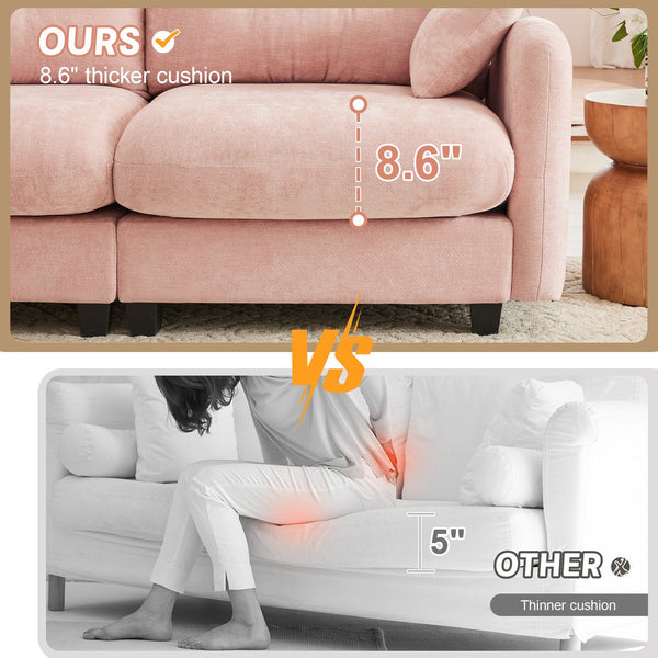 English Elm Modular L-Shaped Sectional Couch With Ottoman - Premium Chenille, Ergonomic Comfort, Easy Assembly! W714S01388