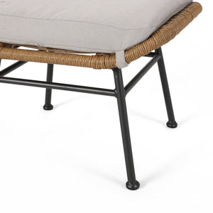English Elm Christopher Knight Home® - Montana Light Brown Faux Rattan Outdoor Ottoman Set of 2 with Water-Resistant Cushions, Steel Frame Durable Elegance 65045.00LBRN