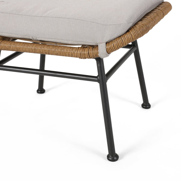 English Elm Christopher Knight Home® - Montana Light Brown Faux Rattan Outdoor Ottoman Set of 2 with Water-Resistant Cushions, Steel Frame Durable Elegance 65045.00LBRN