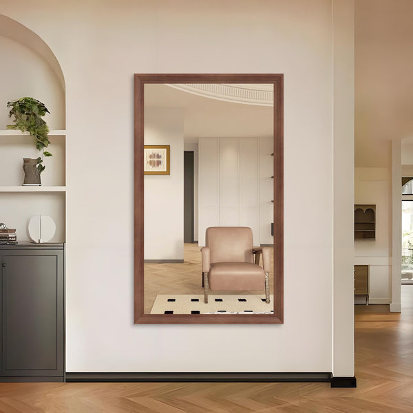 English Elm 60"x36" Oversized Modern Rectangle Mirror with Aluminum Frame Explosion-Proof Glass for Bathroom and Bedroom Yellow+Coral W708P297672