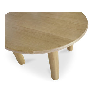 English Elm Milo Round Oak Dining Table Seats Four with Warm Natural Grain and Clean Lined Base B2769S00002