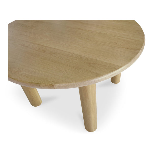 English Elm Milo Round Oak Dining Table Seats Four with Warm Natural Grain and Clean Lined Base B2769S00002