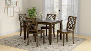 English Elm Wallace & Bay - Brown Transitional 5-Piece Dining Table Set in Bitters Brown Engineered Wood, Easy-Care Style, 48" Table B2709P212263
