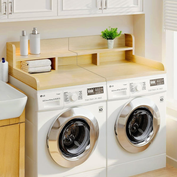 English Elm Washer Dryer Oak Wood Countertop Shelf Organizer with Raised Edge Laundry Room W2641P309102