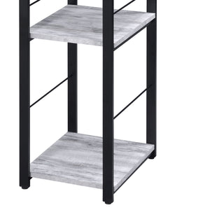 English Elm Vadna Antique White & Black Writing Desk with 2-Tier Shelf, Metal Open Base, Durable Composite Wood B2726P278581