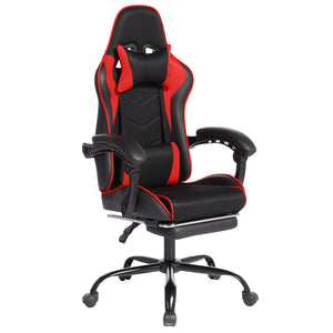 English Elm Deepfurniture Racing Style Gaming Chair Pu Leather Massage Lumbar Footrest Home Office Black+Red W3860P428626