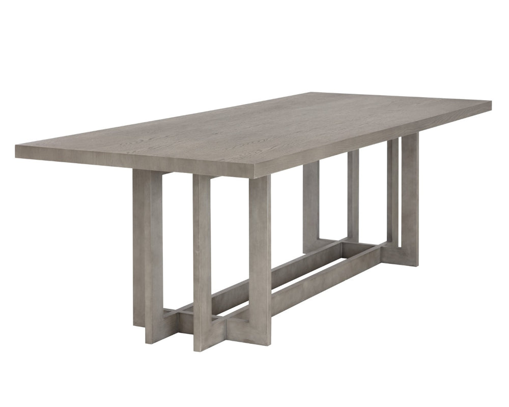 Sunpan DISERA Dining Table in Ash Grey - 96" Solid Oak Elegance with Unique Character for Stylish Dining 110546