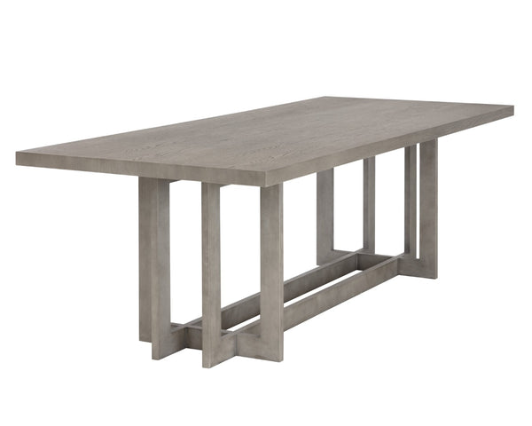 Sunpan DISERA Dining Table in Ash Grey - 96" Solid Oak Elegance with Unique Character for Stylish Dining 110546
