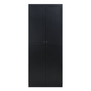 English Elm Cornelia Modern Storage Closet 2.0 — Slim Black MDF Cabinet, 4 Adjustable Shelves, Soft-Close Doors B365P398548