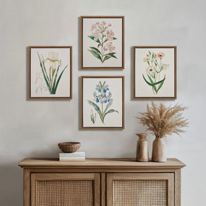 JLA Home Madison Park - Herbal Linen-Texture Botanical Wall Art Set of 4 Framed Prints — Rustic Wood Frames, Gallery-Ready Elegance MP95C-0365