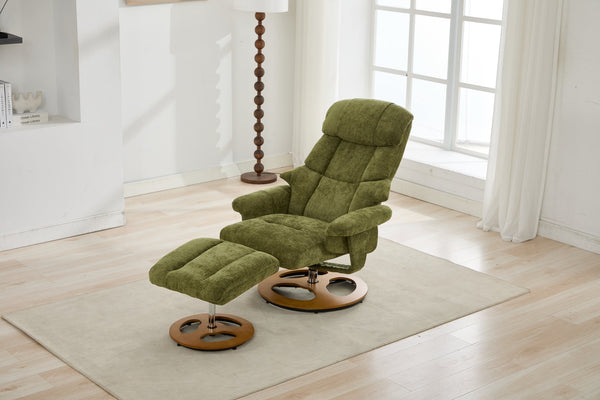 English Elm 010-Ergonomic Recliner Chair with Ottoman Green - 140° Adjustable Swivel Seat, Heated & 5-Point Massage W2636P358622