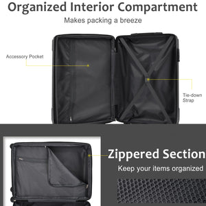 English Elm Hardshell Abs 2 Piece Luggage Set with Tsa Lock Spinner Wheels Carry on Travel Black N730P306666B