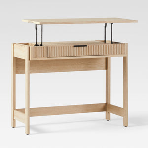 Holmes Modern Lift Top Standing Desk with Reeded Drawer Coastal Oak WEHOL42OS2CO0 Walker Edison