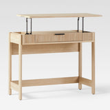 Holmes Modern Lift Top Standing Desk with Reeded Drawer Coastal Oak WEHOL42OS2CO0 Walker Edison