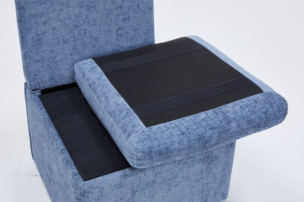 English Elm Linen Armless Dining Chair with Casters and Hidden Seat Storage, Smooth Mobility & Versatile Use Blue W2069P288876