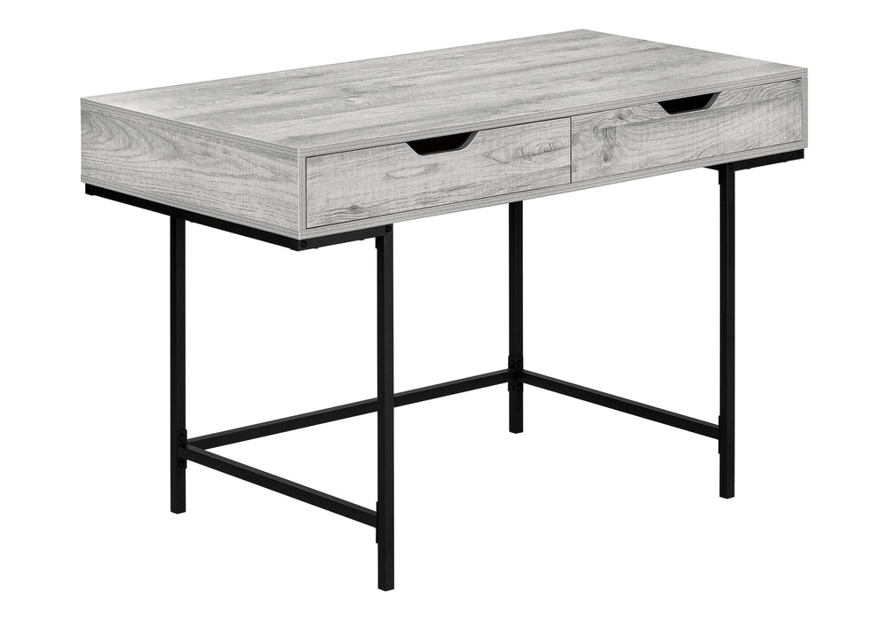 English Elm Computer Desk - Contemporary 48" Grey Laminate With Black Metal Frame, Stylish Storage Drawers, Modern Home Office B2710P219839