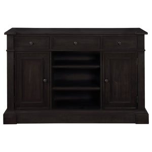 English Elm Larchmont Distressed Noir 3-drawer Server Sideboard — Dark Brown Wood, Durable Storage & Adjustable Shelves B062P353470